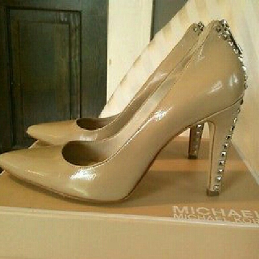 Michael Kors Beige Heels with Studded Detail
